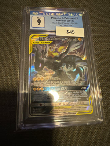 Pokemon Pikachu & Zekrom GX SM168 CGC 9