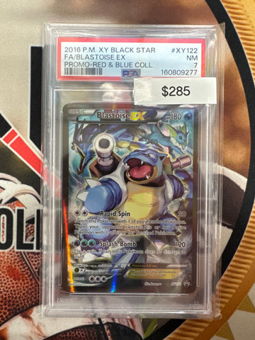 2016 Pokemon XY Black Star Full Art Blastoise EX XY122 Promo Red & Blue Collection PSA 7