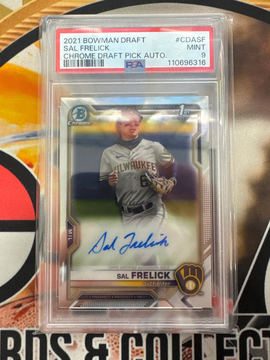 2021 Bowman Draft MLB Sal Frelick Chrome Draft Pick Autograph PSA 9