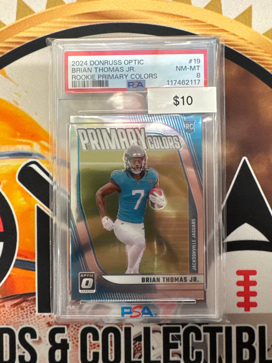2024 Panini Donruss Optic NFL Brian Thomas Jr. Rookie Primary Colors PSA 8