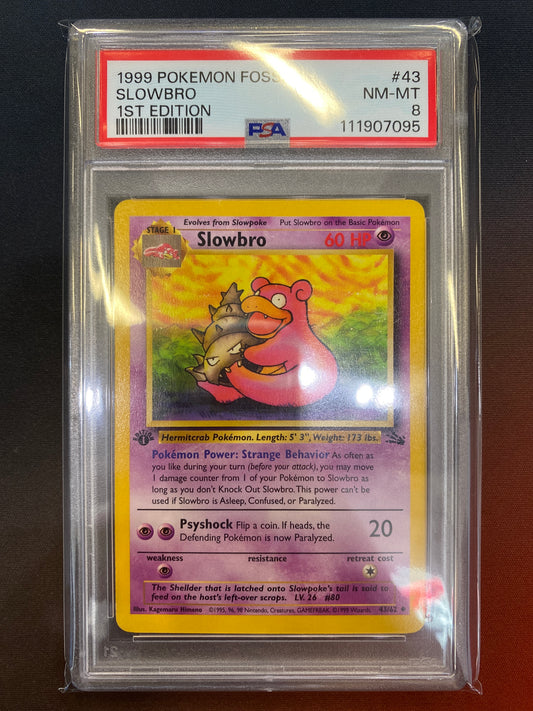 Pokémon 1st Edition Slowbro Non-Holo Fossil 43/62 PSA 8