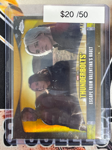 2025 Topps Chrome Marvel Studios Escape From Valentina’s Vault Thunderbolts Gold /50