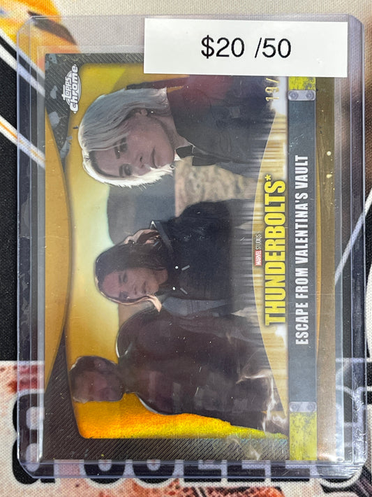 2025 Topps Chrome Marvel Studios Escape From Valentina’s Vault Thunderbolts Gold /50