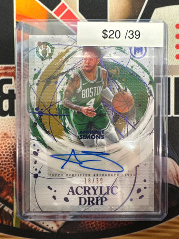 2026 Topps Motif Basketball Anfernee Simons Acrylic Drip Autograph Blue Refractor /39