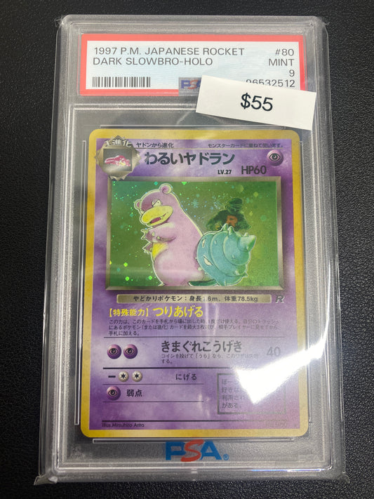 Pokémon Japanese Team Rocket Dark Slowbro Holo PSA 9