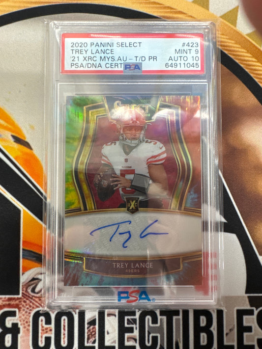 2020 Panini Select NFL Trey Lance 2021 XRC Mystery Autograph Tie-Dye Prizm /25 PSA 9 Auto 10