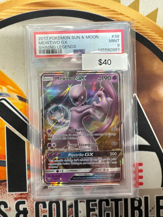 Pokémon Mewtwo GX Shining Legends 39/73 PSA 9