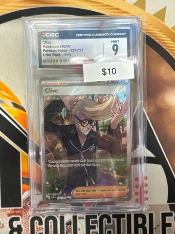 Pokémon Clive Ultra Rare 227/091 Paldean Fates CGC 9