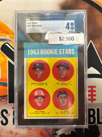 1963 Topps Baseball Pedro Gonzalez, Ken McMullen, Pete Rose & Al Weis 1963 Rookie Stars SGC 4