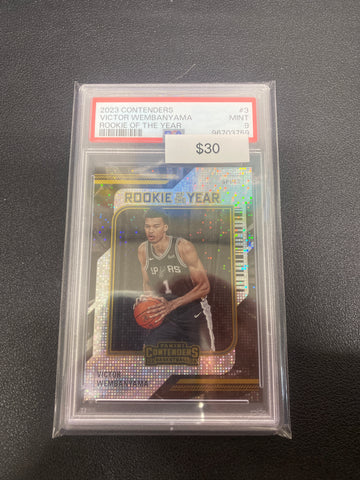 2023 Panini Contenders NBA Victor Wembanyama Rookie Of The Year PSA 9