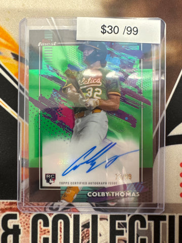 2026 Topps Finest MLB Colby Thomas Rookie Finest Autograph Green Refractor /99