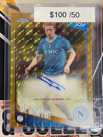 2025-26 Topps Chrome UEFA Club Competitions Champions League Kevin De Bruyne Gold Geometric Auto /50