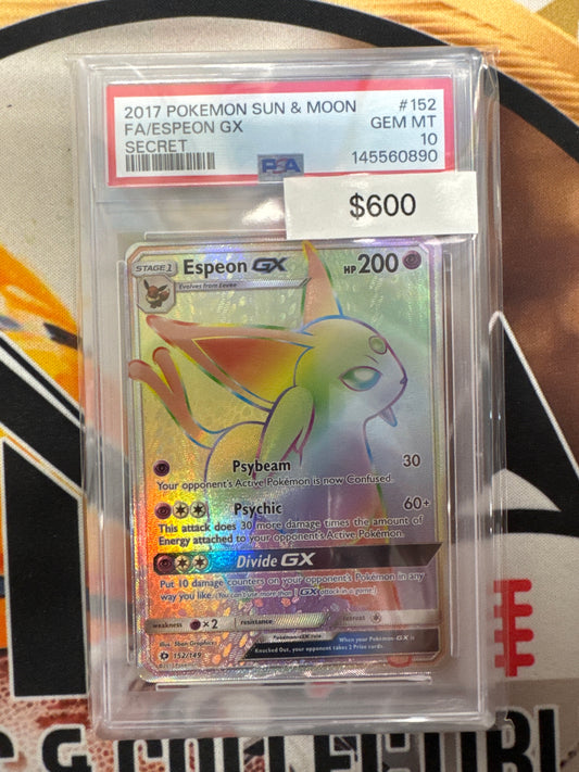 2017 Pokemon Sun & Moon Full Art Espeon GX 152/149 Secret PSA 10