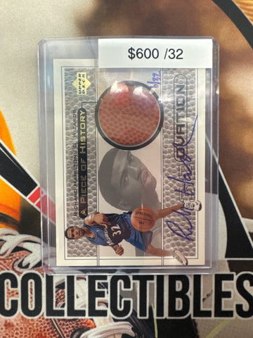1999 Upper Deck Basketball Richard Hamilton Piece Of History Patch Autograph Hand Numbered /32