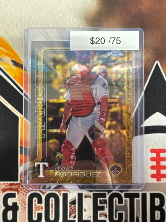 2025 Topps Chrome Gilded Collection MLB Ivan Rodriguez Gold Wave /75