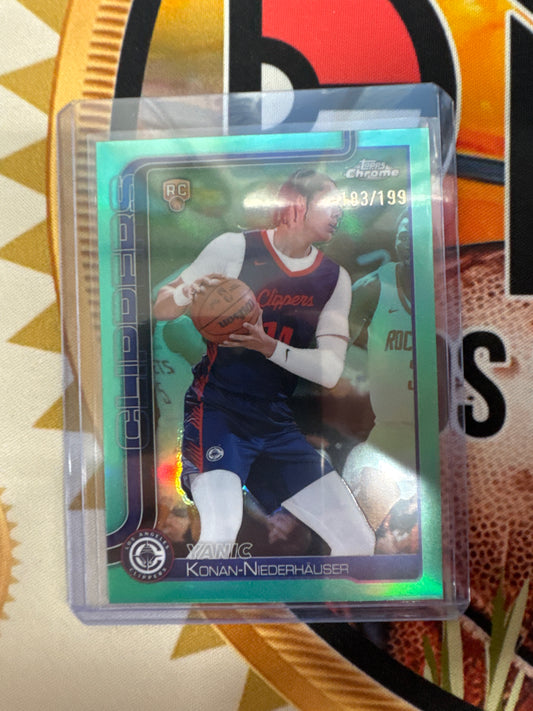 2025-26 Topps Chrome NBA Yanic Konan-Niederhauser Rookie Aqua Refractor /199