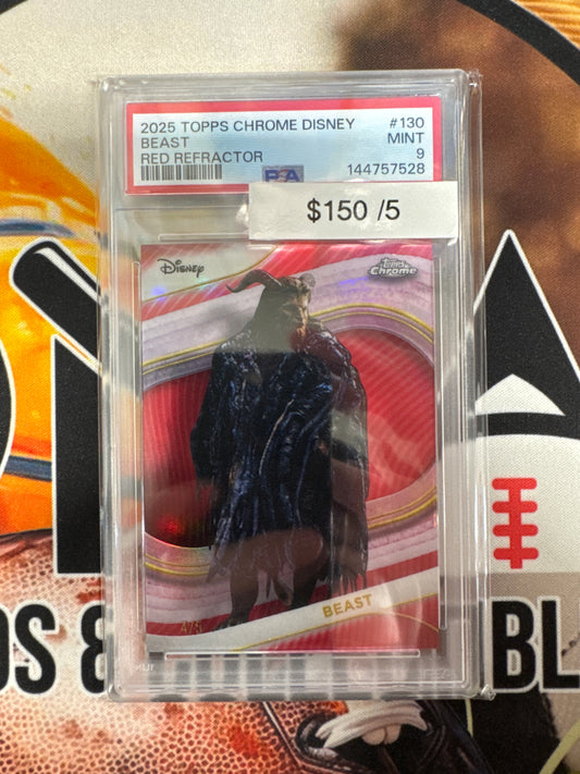 2025 Topps Chrome Disney Beast Red Refractor /5 PSA 9