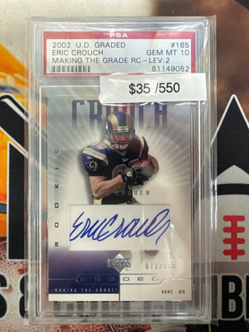 2002 Upper Deck Graded Football Eric Crouch Making The Grade Rookie Level 2 Autograph /550 PSA 10