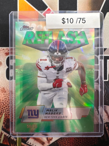2025 Topps Finest NFL Malik Nabers Reflash Green Refractor /75