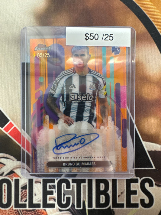 2026 Topps Finest English Premier League Bruno Guimaraes Orange Refractor Autograph /25