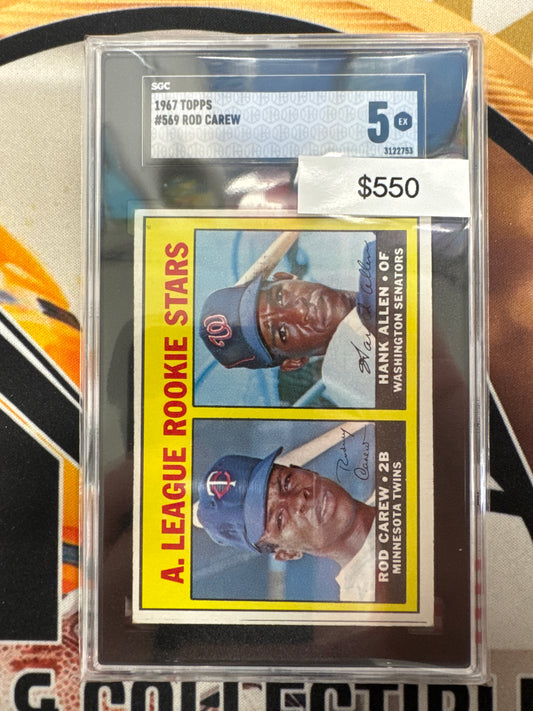 1967 Topps MLB Rod Carew & Hank Allen American League Rookie Stars SGC 5