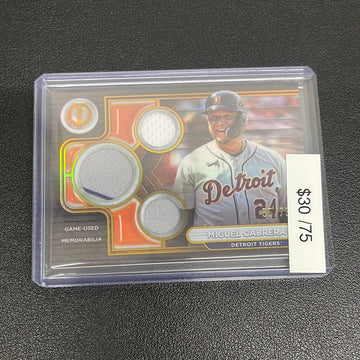 2024 MLB Topps Tribute Miguel Cabrera Tribute Triple Relic Patch /75