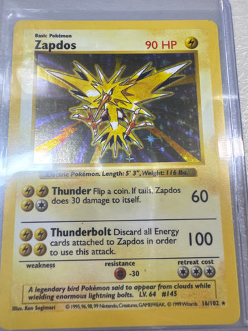 Pokémon Base Set Zapdos Holo Shadowless 16/102 DM