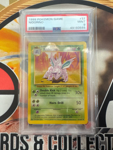 1999 Pokémon Game Nidorino Base Set 37/102 PSA 9