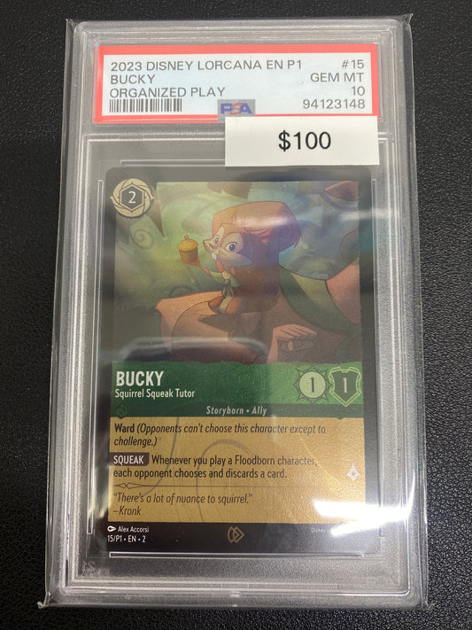 Disney Lorcana P1 Organized Play Bucky PSA 10