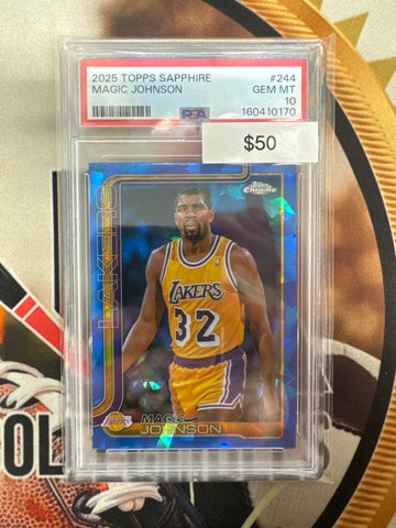 2025 Topps Chrome NBA Sapphire Magic Johnson PSA 10