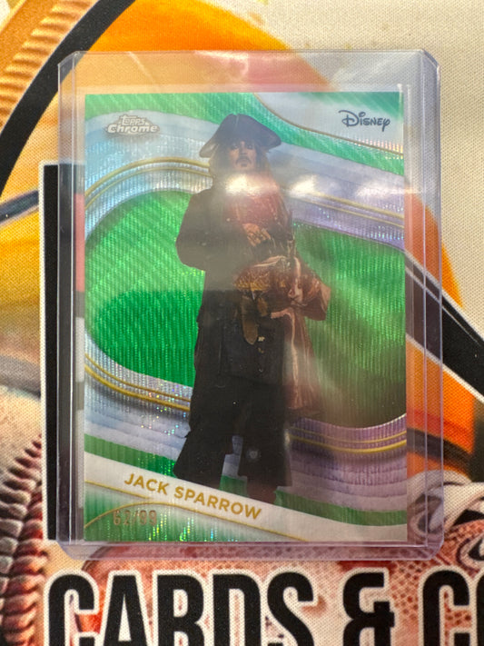 2025 Topps Chrome Disney Jack Sparrow Green Wave Refractor /99