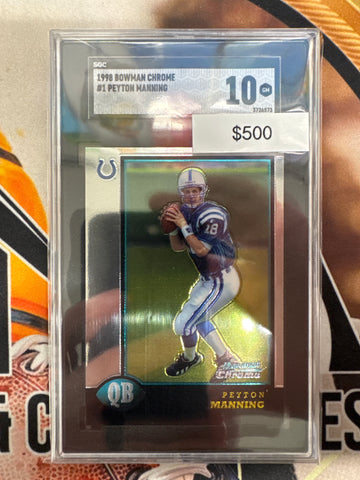 1998 Topps Bowman Chrome NFL Peyton Manning Rookie Card SGC 10