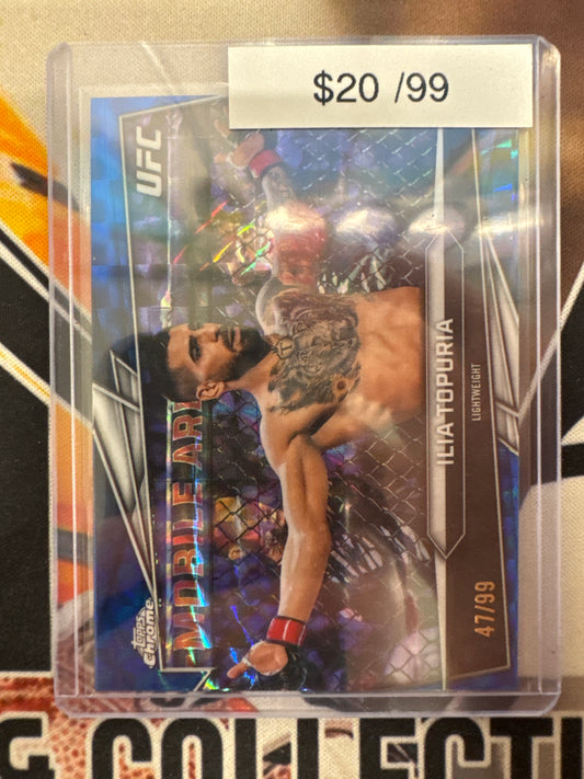 2026 Topps Chrome UFC Ilia Topuria Blue Geometric Refractor /99