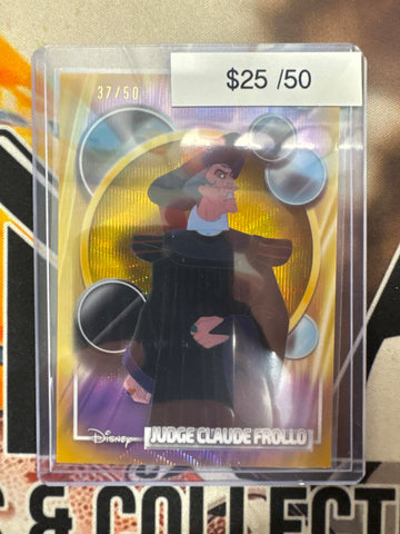 2026 Topps Chrome Disney Judge Claude Frollo Gold Wave Refractor /50