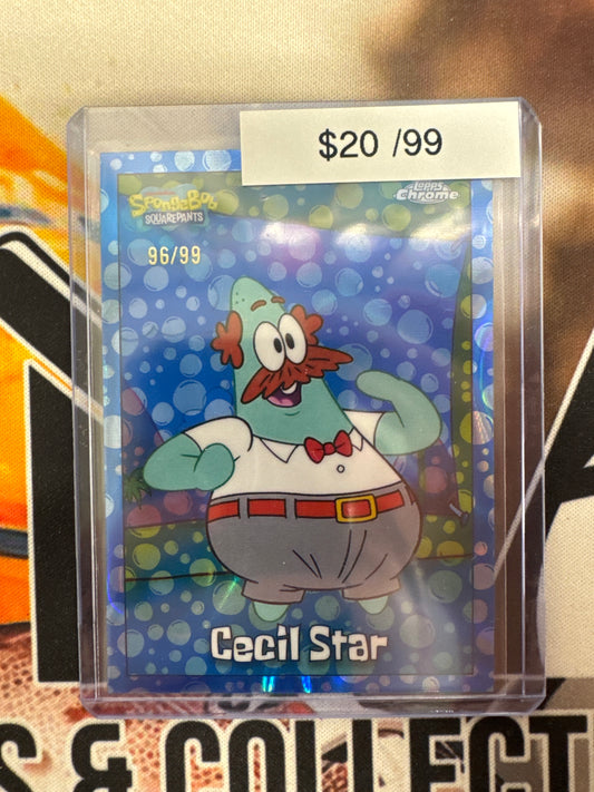 2025 Topps Chrome SpongeBob Cecil Star Blue Bubble Refractor /99