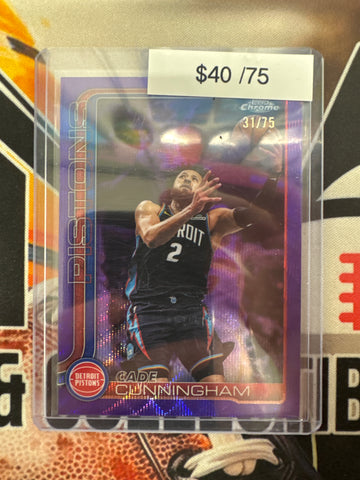 2026 Topps Chrome NBA Update Cade Cunningham Purple Wave Refractor /75