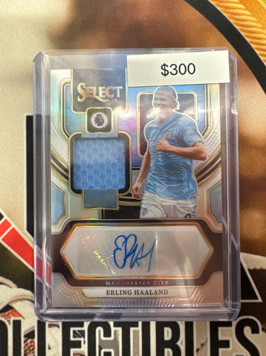 2023-24 Panini Select English Premier League Erling Haaland Patch Autograph Silver Prizm