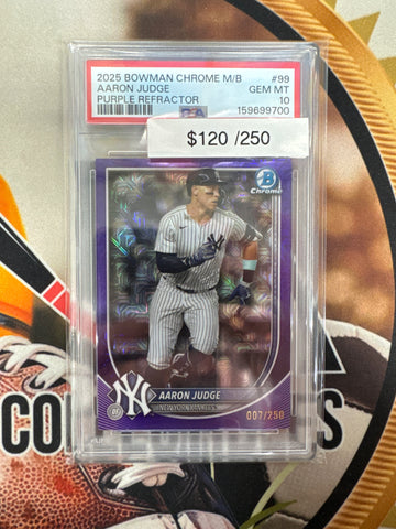 2025 Bowman Chrome MLB Mega Box Aaron Judge Purple Refractor /250 PSA 10