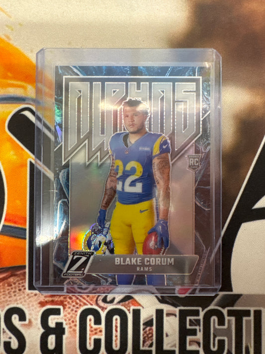 2024 Panini Zenith NFL Blake Corum Alphas Case Hit Silver Prizm Rookie