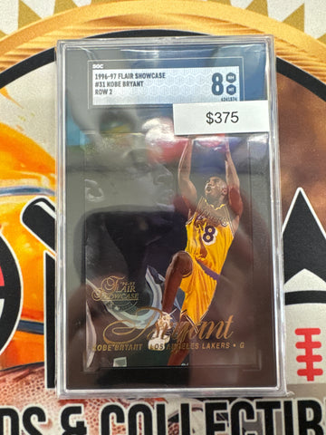 1996-97 Flair Showcase Basketball Kobe Bryant Rookie Row 2 SGC 8