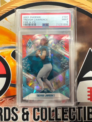 2021 Panini Phoenix NFL Trevor Lawrence Rookie Fire & Ice /50 PSA 9