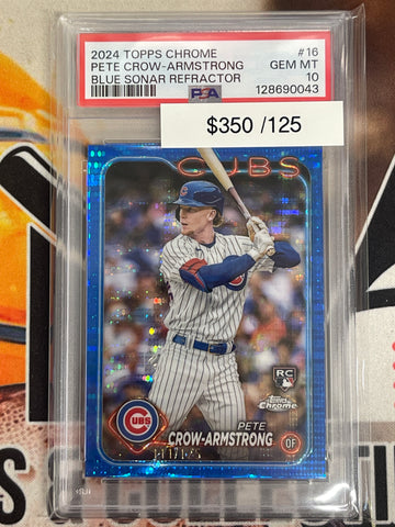 2024 Topps Chrome Baseball Pete Crow-Armstrong Blue Sonar Refractor /125 PSA 10