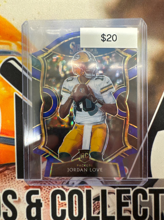 2020 Panini Select NFL Jordan Love Rookie Die-Cut Blue Checkerboard