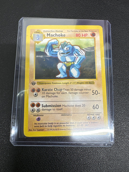 Pokemon Machoke 34/102 base set shadowless 1st edition