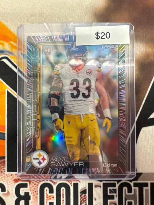 2025 Topps Chrome Football Jack Sawyer Rookie Neon Pulse Refractor