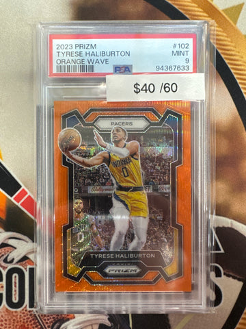 2023 Panini Prizm NBA Tyrese Haliburton Orange Wave Prizm /60 PSA 9