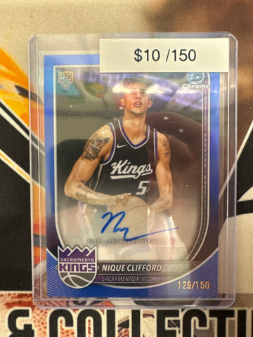 2025-25 Topps Bowman Chrome Basketball Nique Clifford Rookie Autograph Blue Refractor /150