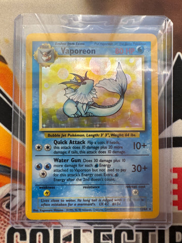 Pokémon Vaporeon Holo Error No Set Symbol Jungle 12/64 LP