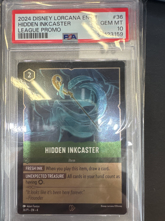 Disney Lorcana P1 League Promo Hidden Inkcaster PSA 10
