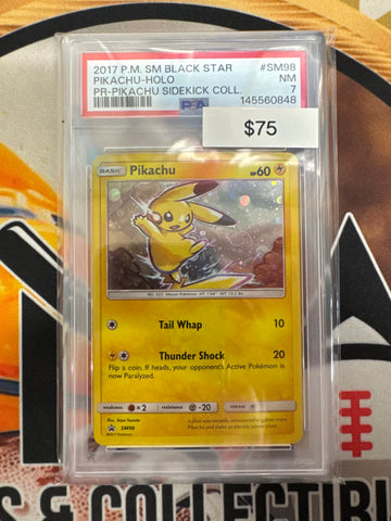 2017 Pokemon SM Black Star Pikachu Holo SM98 Pikachu Sidekick Collection PSA 7